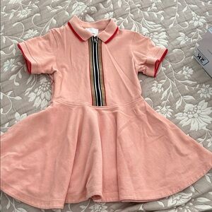 Burberry Pink Dress with Red and Black Stripes